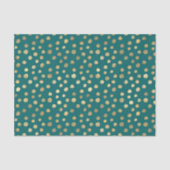 Blauwgroen en Gouden Folie Doodle Stippen Tissuepapier (Voorkant)