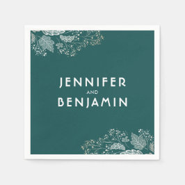 Blauwgroen en gouden gebladerte Elegante bruiloft Servetten