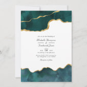 Blauwgroen en gouden geode agate QR-code RSVP Wedd Kaart (Voorkant)
