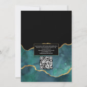 Blauwgroen en gouden geode agate QR-code RSVP Wedd Kaart (Achterkant)