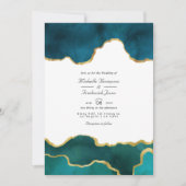 Blauwgroen en gouden geode Agate Stone QR Code RSV Kaart (Voorkant)