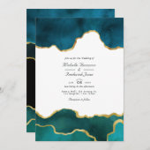 Blauwgroen en gouden geode Agate Stone QR Code RSV Kaart (Voorkant / Achterkant)