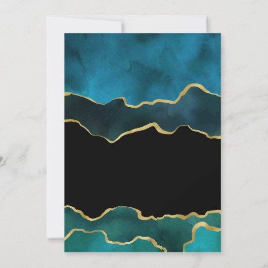 Blauwgroen en gouden geode Agate Stone Weddenfoto Kaart (Achterkant)