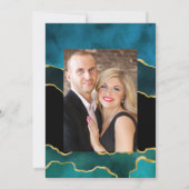 Blauwgroen en gouden geode Agate Stone Weddenfoto Save The Date (Achterkant)