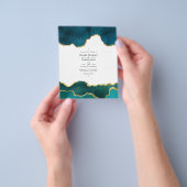 Blauwgroen en gouden geode geagate eenbruiloft flyer (Hand)