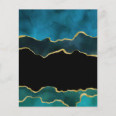 Blauwgroen en gouden geode geagate eenbruiloft flyer (Achterkant)