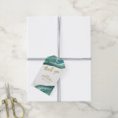Blauwgroen en Gouden Geode Huwelijksgunst Dank u Cadeaulabel (Met Touw)