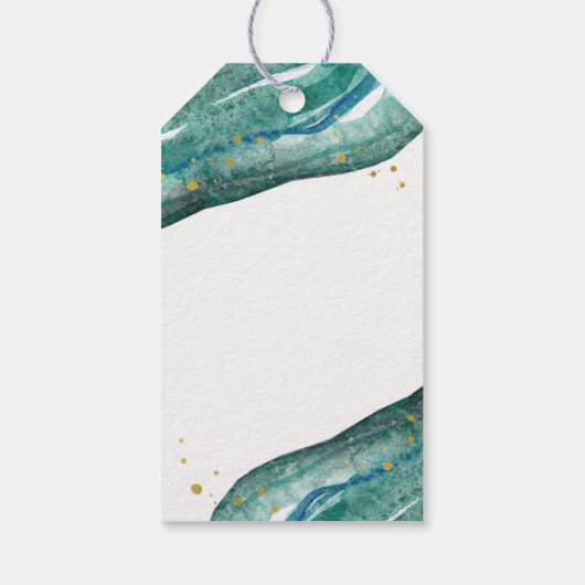 Blauwgroen en Gouden Geode Huwelijksgunst Dank u Cadeaulabel (Achterkant)