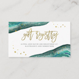 Blauwgroen en Gouden Geode | Invoegen geschenkregi Informatiekaartje