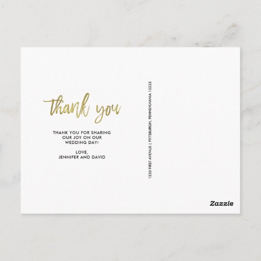 Blauwgroen en Gouden Geode Trouwfoto Dank u Briefkaart (Achterkant)