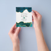 Blauwgroen en gouden geodegebedaarsteen flyer (Hand)