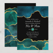 Blauwgroen en gouden geodegebedaarsteen kaart (Voorkant / Achterkant)