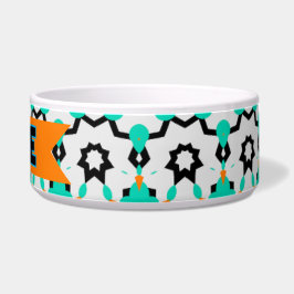 Blauwgroen en gouden geometrische sterren voerbakje