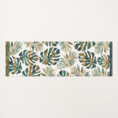 Blauwgroen en gouden gepatterde tropische bladeren yogamat (Achterkant (horizontaal))