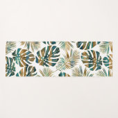 Blauwgroen en gouden gepatterde tropische bladeren yogamat (Voorkant (horizontaal))