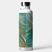 Blauwgroen en gouden glasachtige wervelingen waterfles (Rechts)