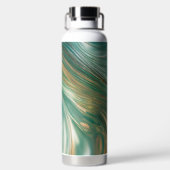 Blauwgroen en gouden glasachtige wervelingen waterfles (Achterkant)