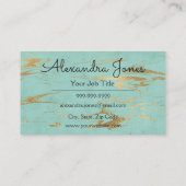 Blauwgroen en Gouden Glitter en Sparkle Marmer Visitekaartje (Achterkant)