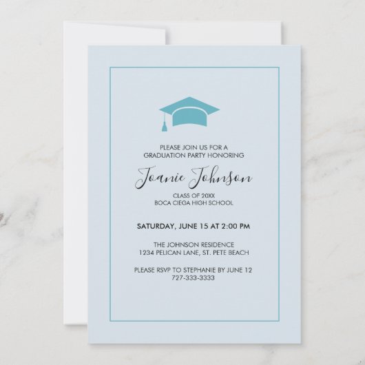 Blauwgroen en gouden Glitter Graduation Party Uitn Aankondiging (Achterkant)