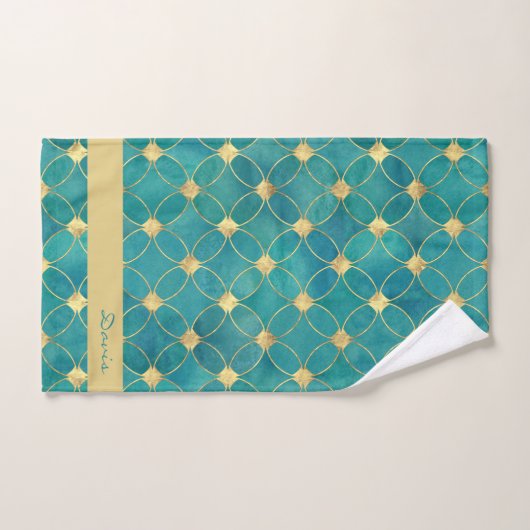 Blauwgroen en gouden handdoekset bad handdoek (Handdoek)