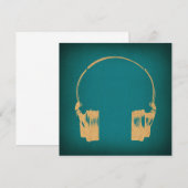 Blauwgroen en gouden  hoofdtelefoon Art Kaart (Voorkant / Achterkant)
