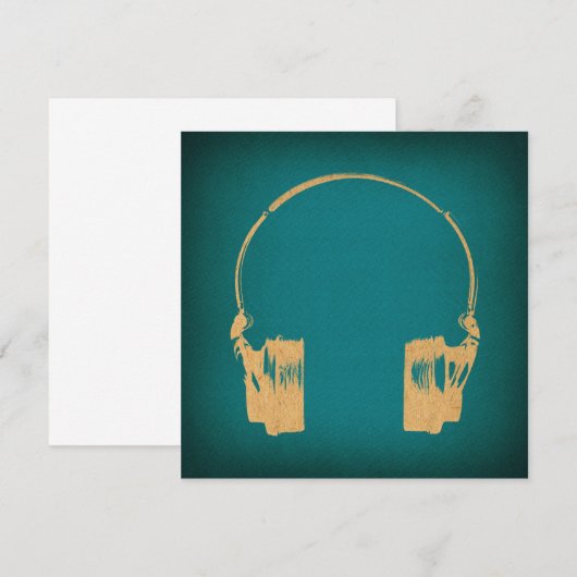 Blauwgroen en gouden  hoofdtelefoon Art Kaart (Voorkant / Achterkant)