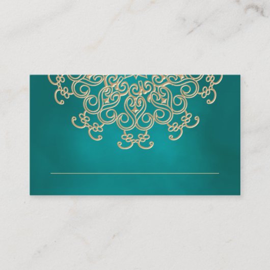 Blauwgroen en gouden Indian geïnspireerde zitplaat Plaatskaartje (Voorkant)