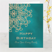 BLAUWGROEN EN GOUDEN INDIASE GEÏNSPIREERDE VERJAAR KAART (Gele Bloem)