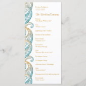 Blauwgroen en gouden Indiase Paisley Rackcard Programmakaart (Achterkant)