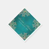 Blauwgroen en gouden Indiase stijl bruiloft Servetten (Hoek)