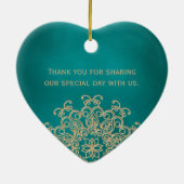 Blauwgroen en gouden Indiase stijl huwelijkskado Keramisch Ornament (Achterkant)