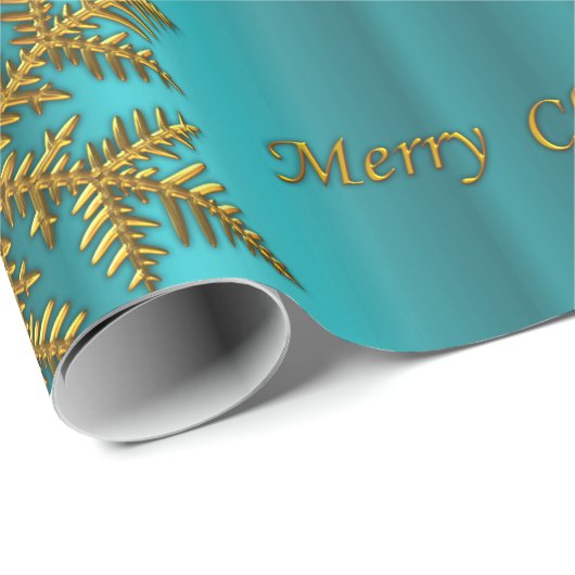 Blauwgroen en gouden kerst cadeaupapier (Rol Hoek)