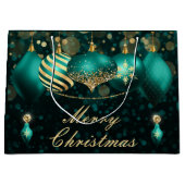 Blauwgroen en gouden kerstboomversieringen  groot cadeauzakje (Voorkant)