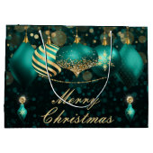 Blauwgroen en gouden kerstboomversieringen  groot cadeauzakje (Achterkant)