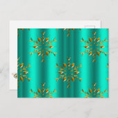 Blauwgroen en gouden kerststerren briefkaart (Voorkant / Achterkant)