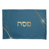 Blauwgroen en gouden Mandala Hebreeuwse Pesach Pes Kussensloop (Voorkant)