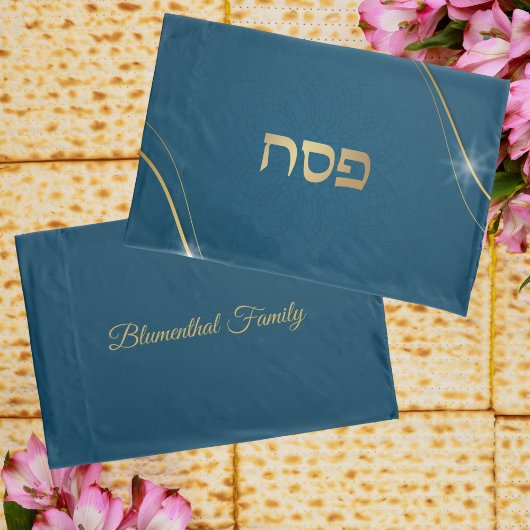 Blauwgroen en gouden Mandala Hebreeuwse Pesach Pes Kussensloop