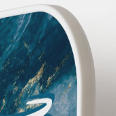 Blauwgroen en gouden marmer met naam - gepersonali pickleball paddle (Links Detail)