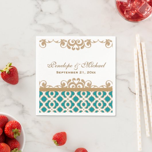 Blauwgroen en gouden Marokkaanse bruiloft Servet (Insitu)