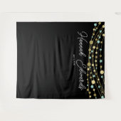 blauwgroen en gouden mijlpaal verjaardagsbanner wandkleed (Voorkant (horizontaal))