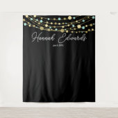 blauwgroen en gouden mijlpaal verjaardagsbanner wandkleed (Voorkant)