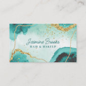 Blauwgroen en gouden moderne glitter visitekaartje (Voorkant)