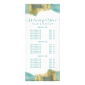 Blauwgroen en gouden moderne Waterverf Inkt Price Reclamekaart (Voorkant)