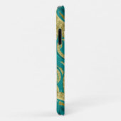 Blauwgroen en gouden octopus iPhone hoesje (Achterkant/rechts)