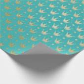 Blauwgroen en gouden Paris Theme Folie Cadeaupapier (Hoek)