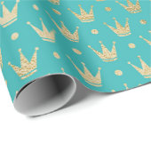 Blauwgroen en gouden Paris Theme Folie Cadeaupapier (Rol Hoek)