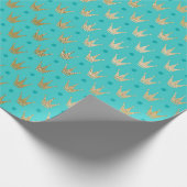 Blauwgroen en gouden Paris Theme Folie Cadeaupapier (Hoek)