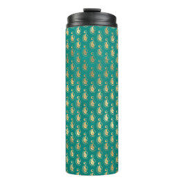 Blauwgroen en gouden Peacock Thermosbeker