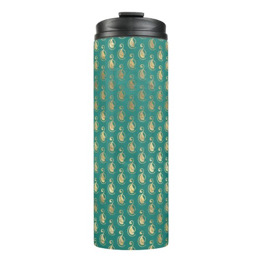   Blauwgroen en gouden Peacock Thermosbeker (Voorkant)