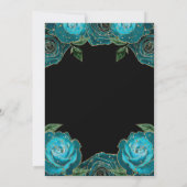 Blauwgroen en gouden Rozen Floral Quinceanera Kaart (Achterkant)